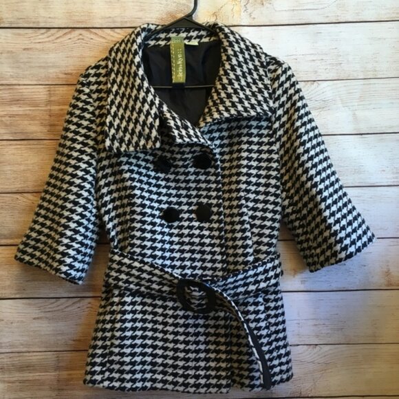 SOIA & KYO WOOL JACKET IN BLACK AND WHITE HOUNDSTOOTH PRINT - Picture 5 of 8